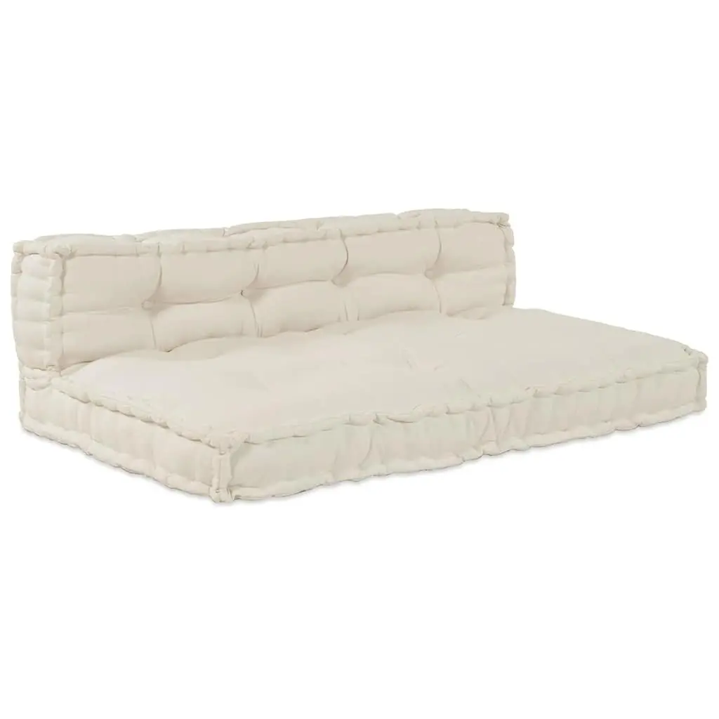 Pallet Sofa Cushion Modern Indoor Outdoor Seating 120 x 80 x 38 cm Cream 2 Piece