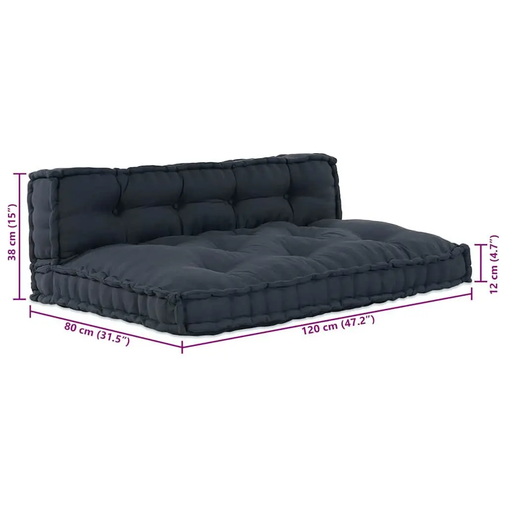 Pallet Sofa Cushion 2 pcs Anthracite 120 x 80 x 38 cm Fabric Upholstery Modern
