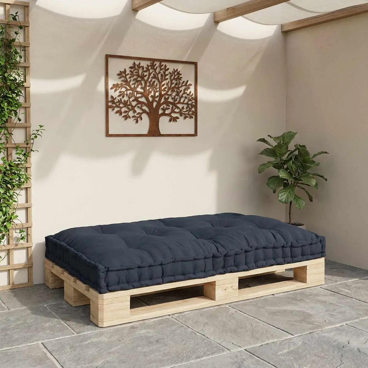 Pallet Sofa Cushion Modular Foam Fabric Seat Pad Anthracite 120 x 80 x 12 cm