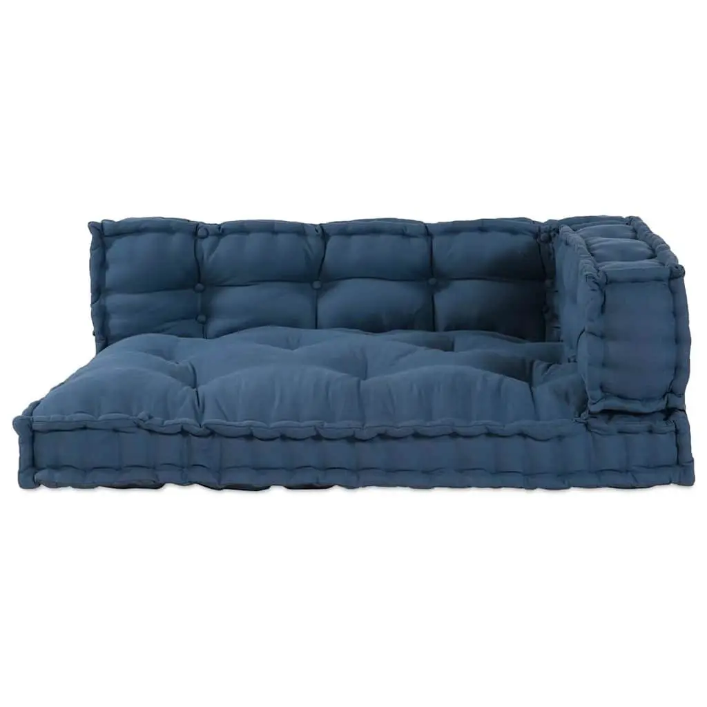 Pallet Sofa Cushion Modular Seating 120 x 80 x 38 cm Blue 3 Pieces Foam Fabric