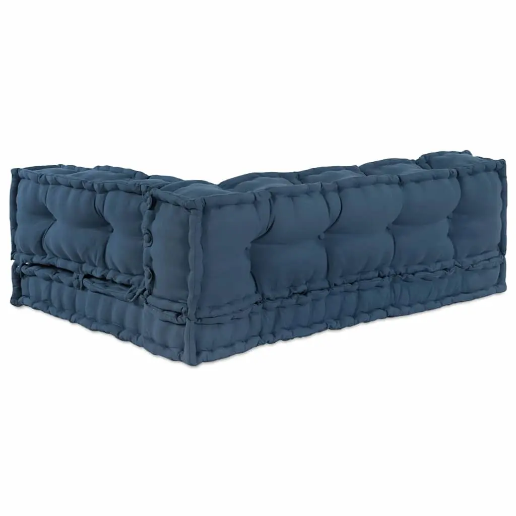 Pallet Sofa Cushion Modular Seating 120 x 80 x 38 cm Blue 3 Pieces Foam Fabric