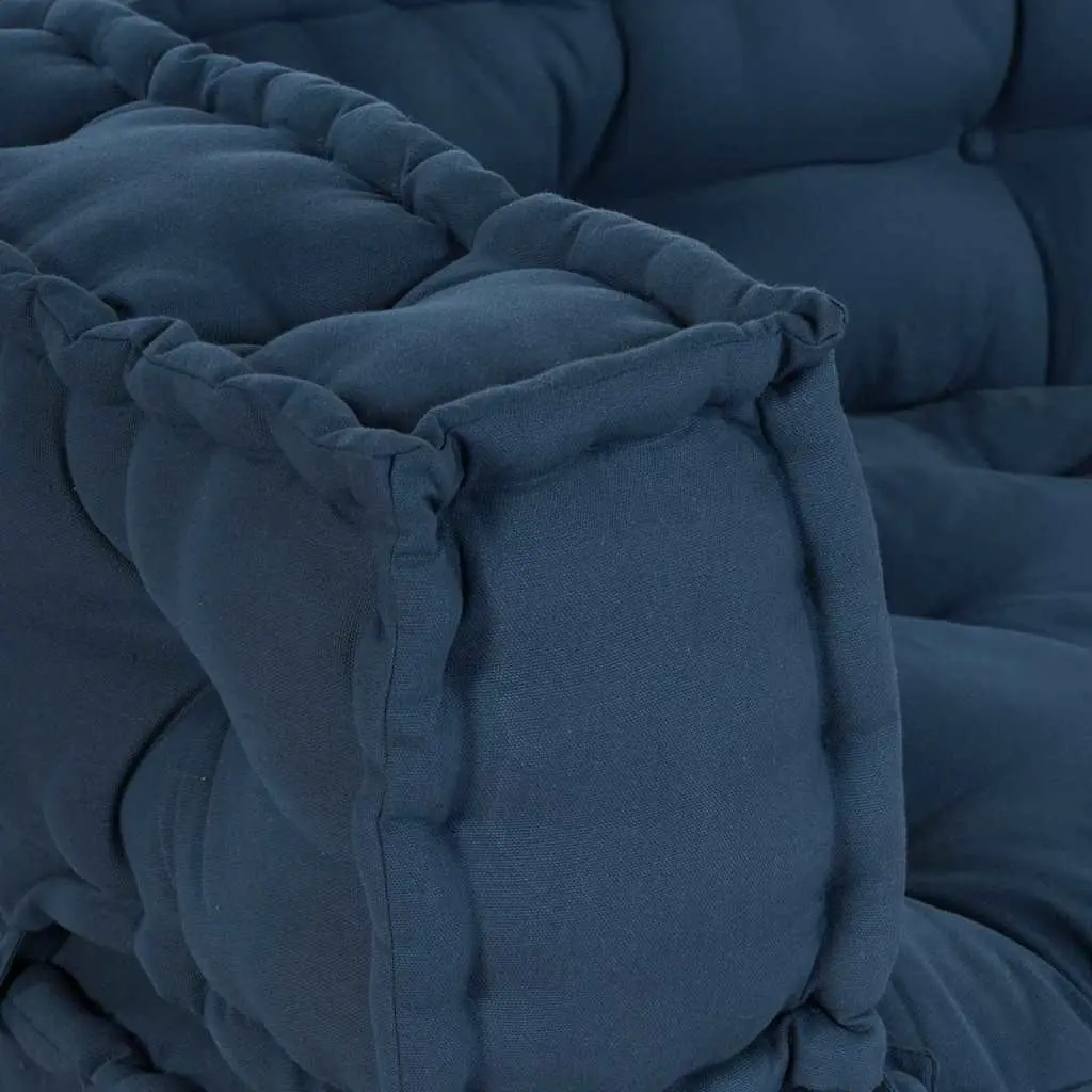 Pallet Sofa Cushion Modular Seating 120 x 80 x 38 cm Blue 3 Pieces Foam Fabric