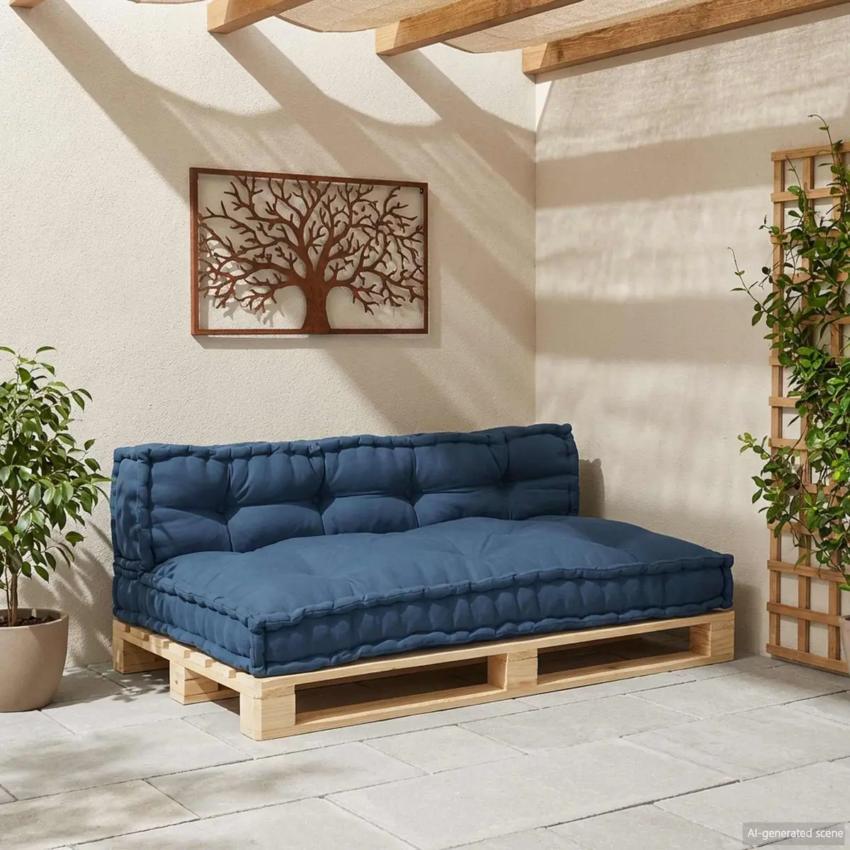 Pallet Sofa Cushion Indoor Outdoor 120 x 80 x 38 cm Blue 2 pcs Fabric