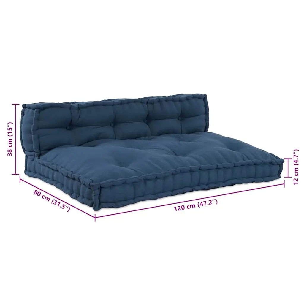 Pallet Sofa Cushion Indoor Outdoor 120 x 80 x 38 cm Blue 2 pcs Fabric