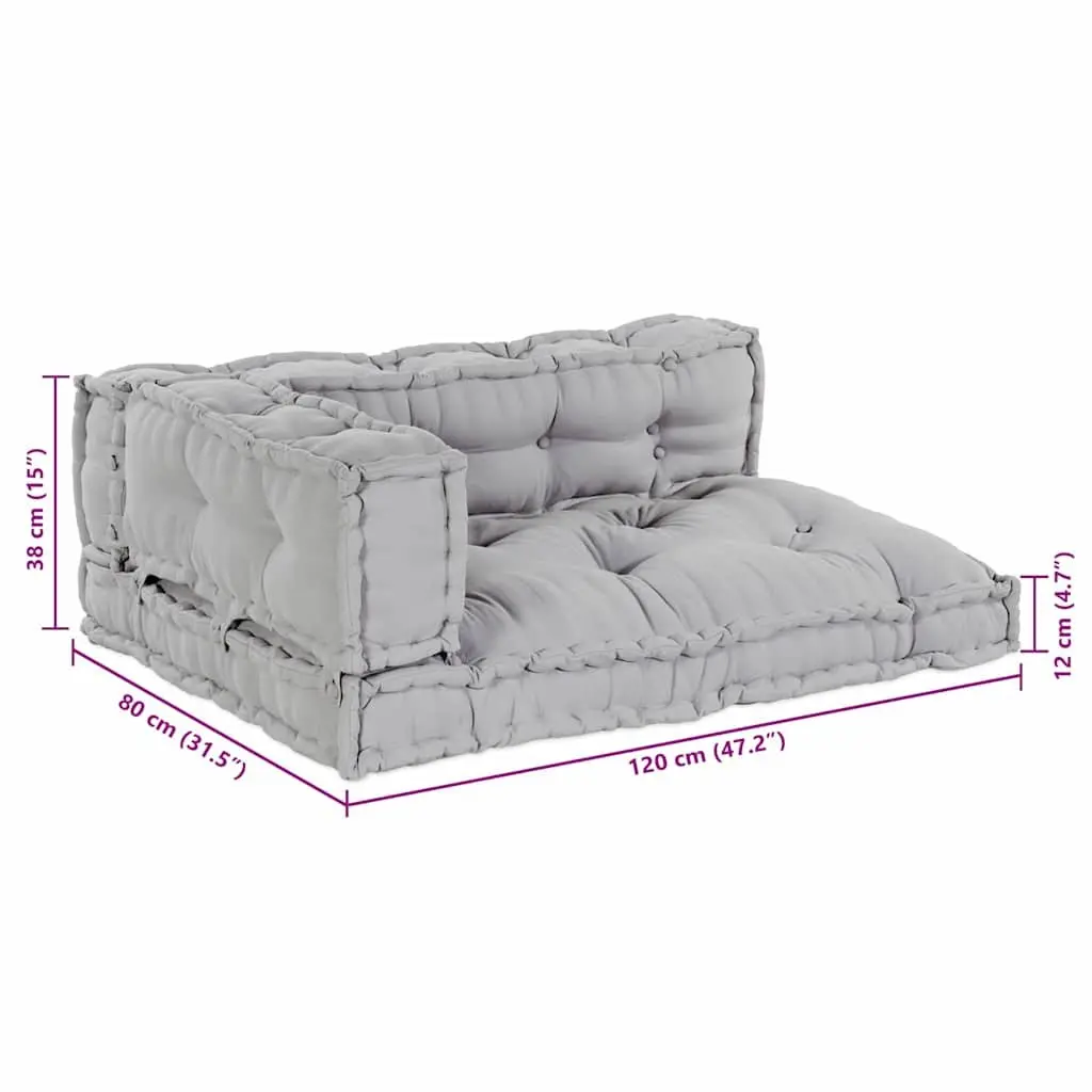 Modular Foam Seat Cushions Grey 120 x 80 x 38 cm Pallet Sofa Cushion Set 3 Pieces
