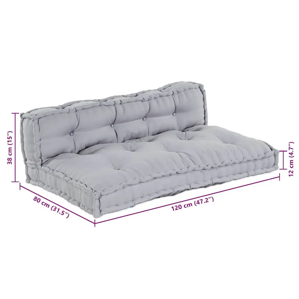 Pallet Sofa Cushion Modular Indoor Outdoor Seating 120x80x38cm Grey 2 pcs Fabric