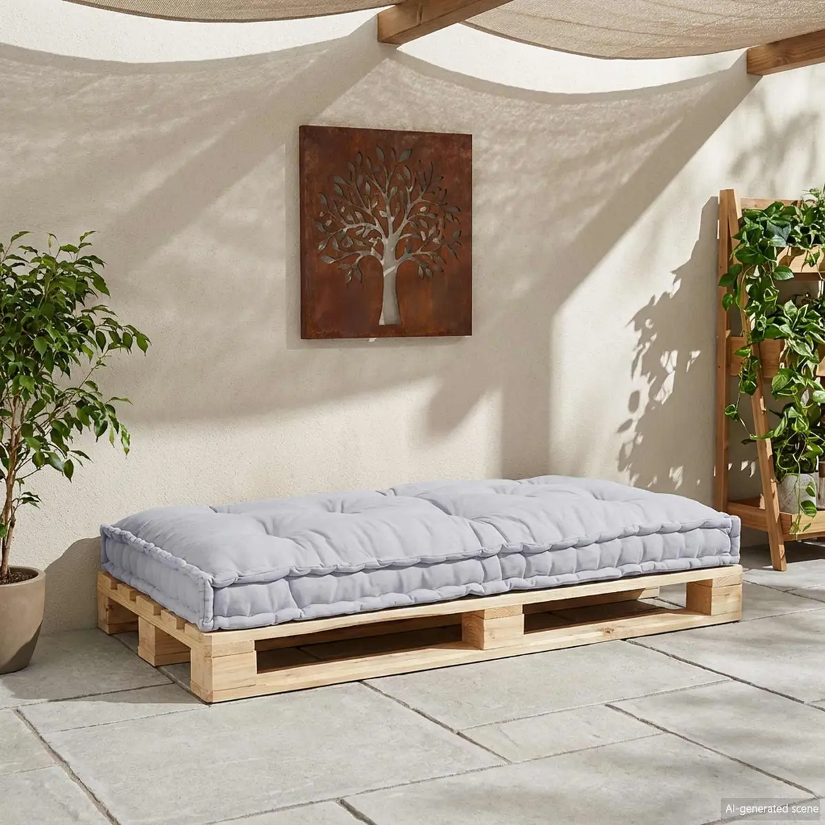 Pallet Sofa Cushion Modular Indoor Outdoor Seating 120 x 80 x 12 cm Grey