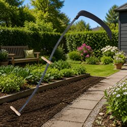 Reliable 145cm Scythe with Wooden Grips and Grinding Stone