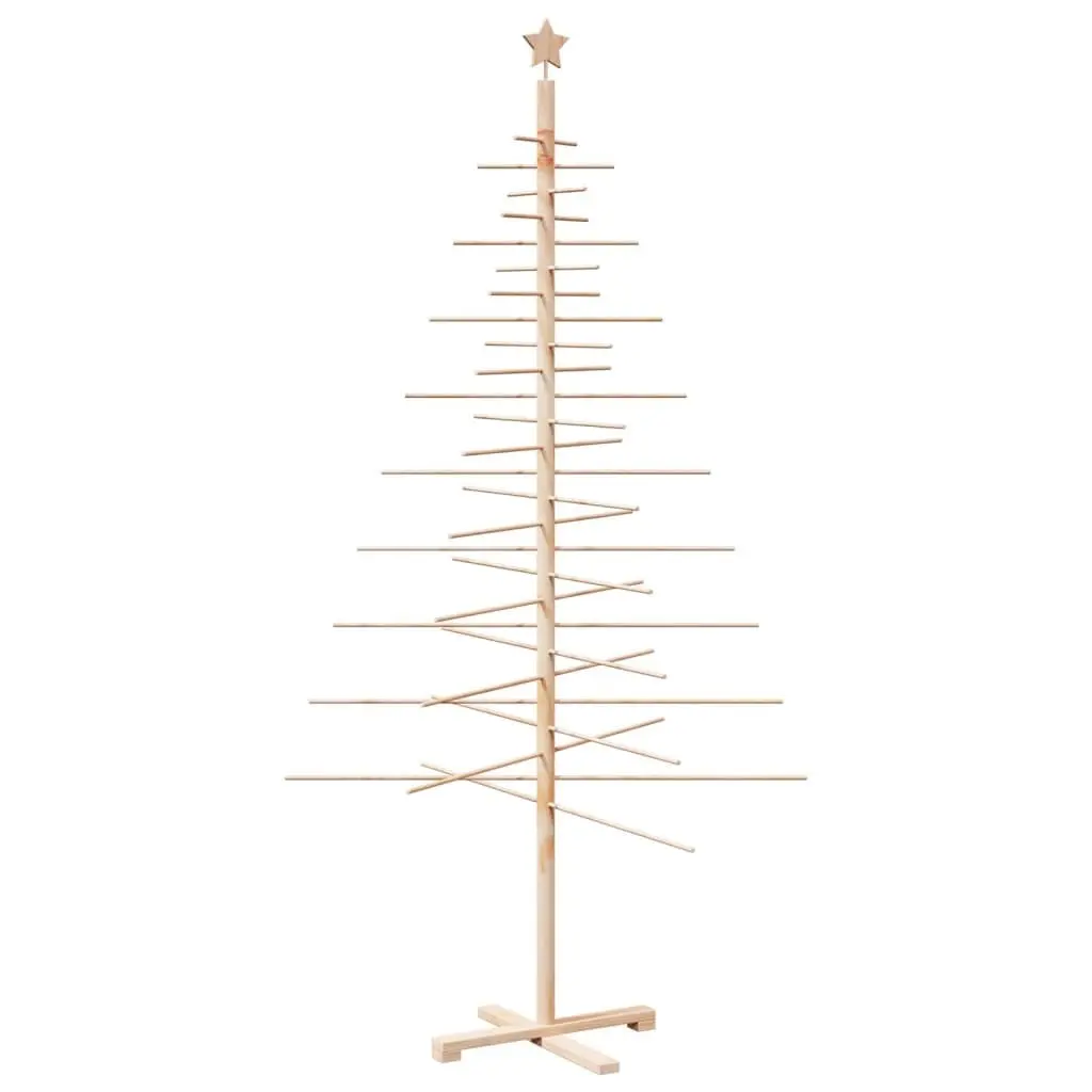 Wooden Christmas Tree Decoration 210cm Solid Pine Wood Brown Disassemblable