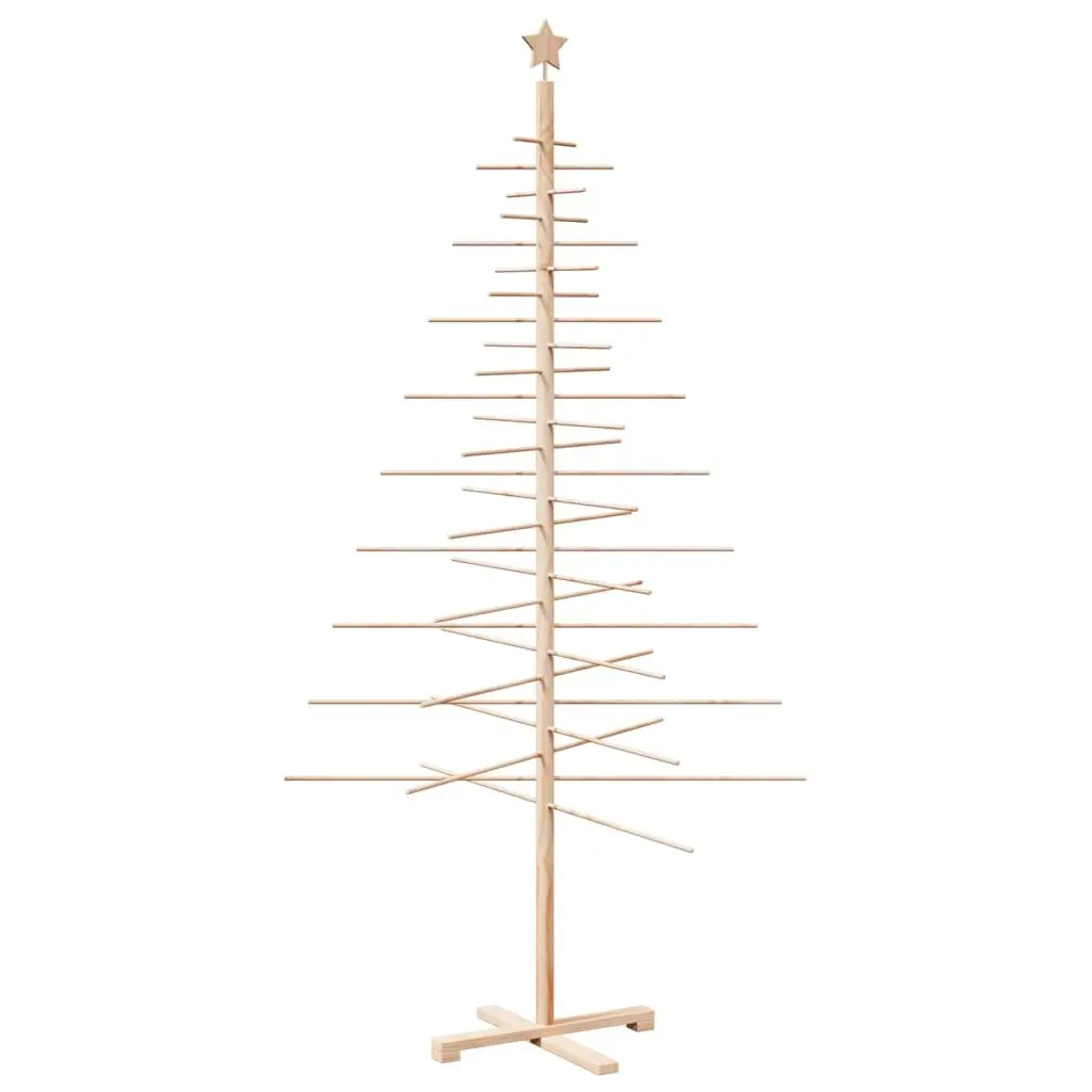 Wooden Christmas Tree Decoration 210cm Solid Pine Wood Brown Disassemblable