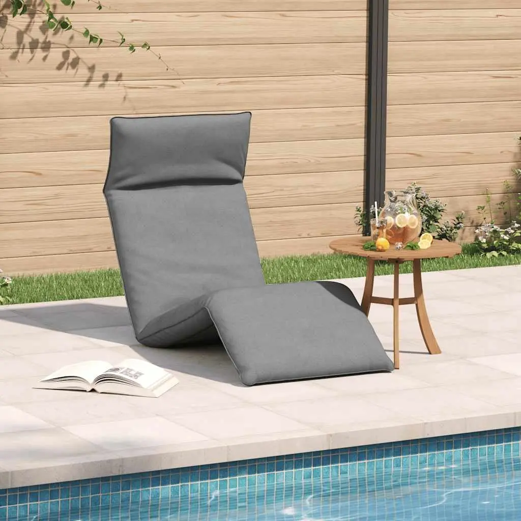 Folding Sun Lounger Grey Reclining Outdoor Chair 5 Positions