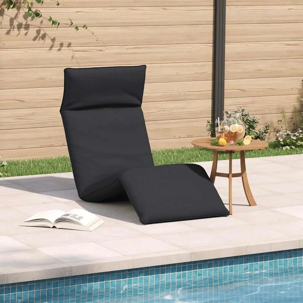Folding Sun Lounger Recliner Chair Outdoor Seating 5 Positions Black