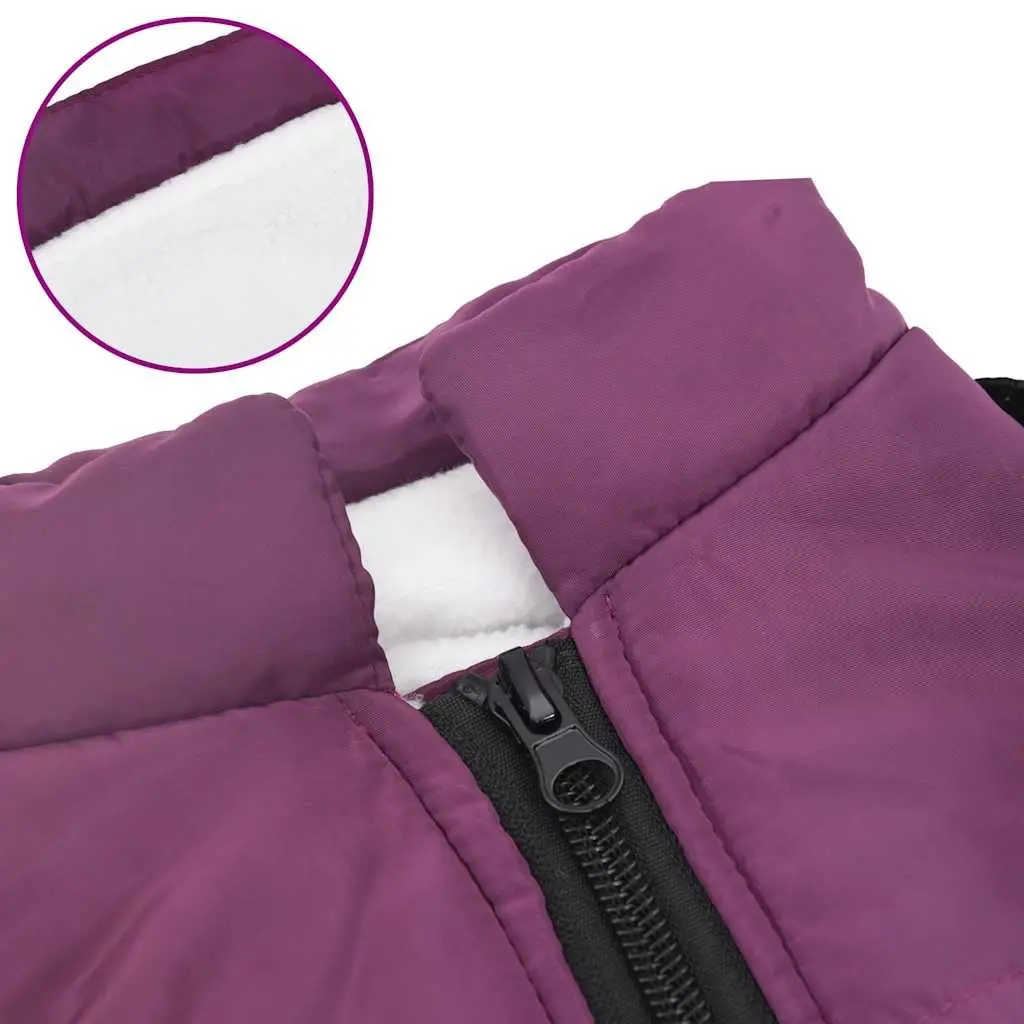 Dog Coat with Built-in Harness Waterproof Reflective Winter Jacket Purple Small