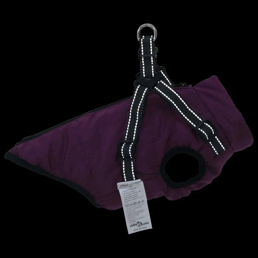 Dog Coat with Built-in Harness Waterproof Reflective Winter Jacket Purple Small
