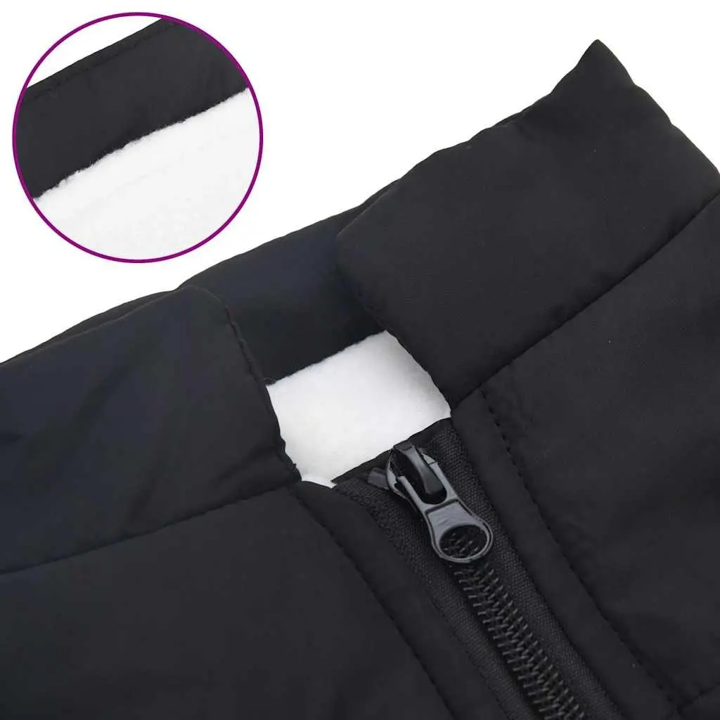 Dog Coat with Built-in Harness Waterproof Reflective Winter Jacket Black S