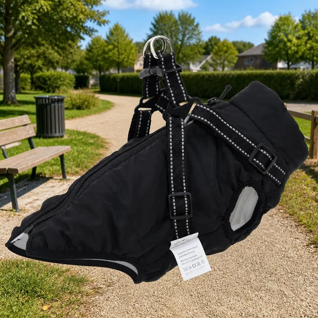Dog Coat Waterproof Reflective Winter Jacket XL Black
