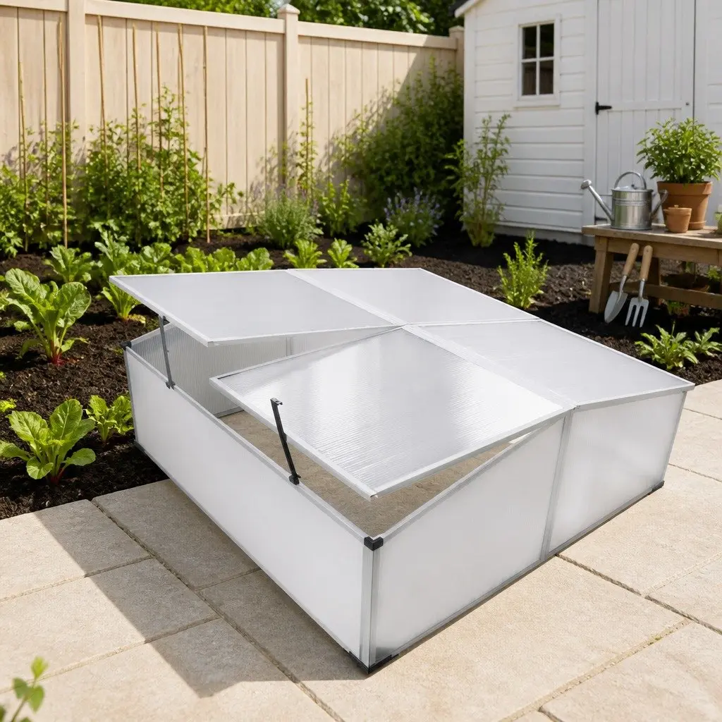 Cold Frame Greenhouse 4 Lids 108x41x110cm Polycarbonate Transparent Garden Growing