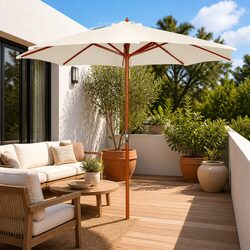 Reliable White Garden Umbrella for Outdoor Relaxation