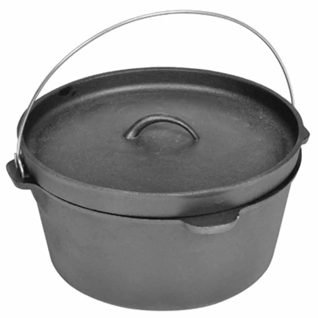 Dutch Oven Cooking Pot 9QT Camping Cookware Casserole Stew Roast Pot Black