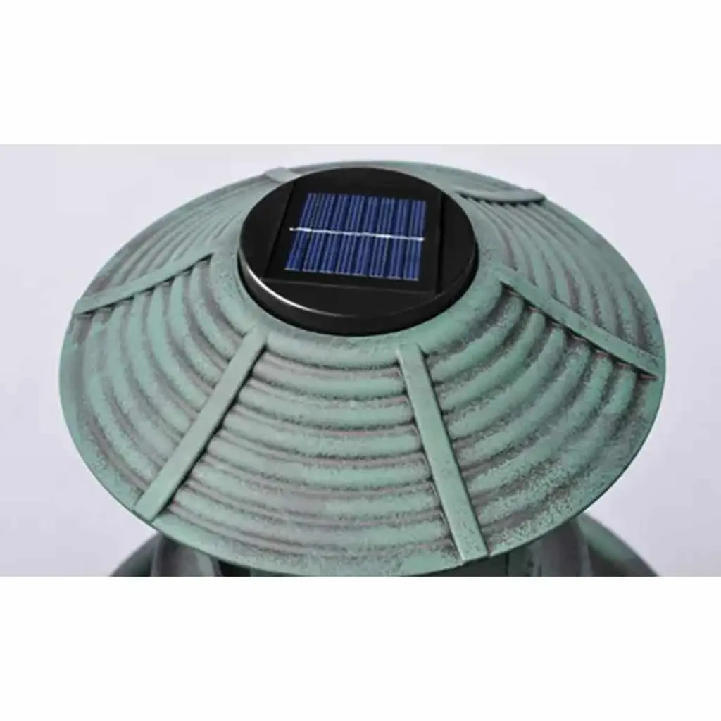 Bird Bath and Feeder Outdoor Garden Decor Solar Light Green