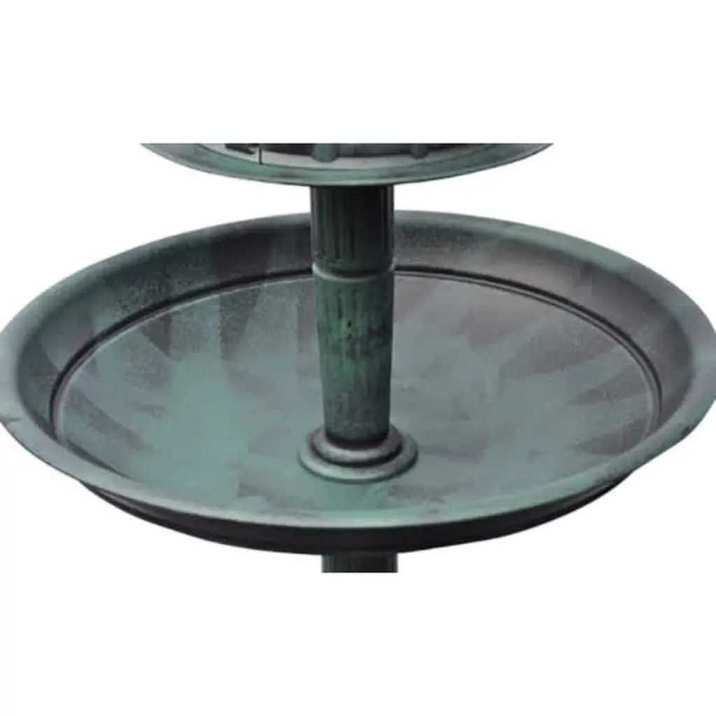 Bird Bath and Feeder Outdoor Garden Decor Solar Light Green