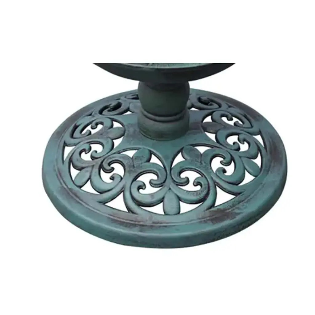 Bird Bath and Feeder Outdoor Garden Decor Solar Light Green