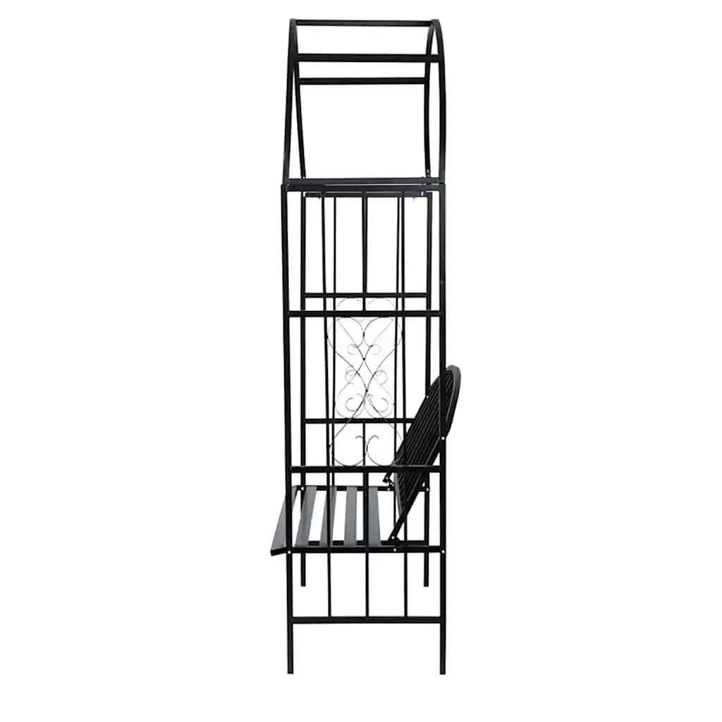 Garden Arch with Bench Outdoor Structure Patio Arbour Black