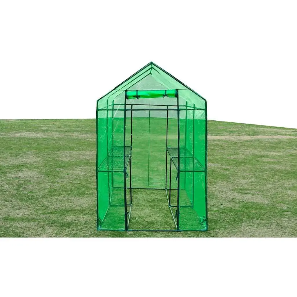 Greenhouse Steel Frame Walk-in Door Transparent Green Cover for Plants and Flowers