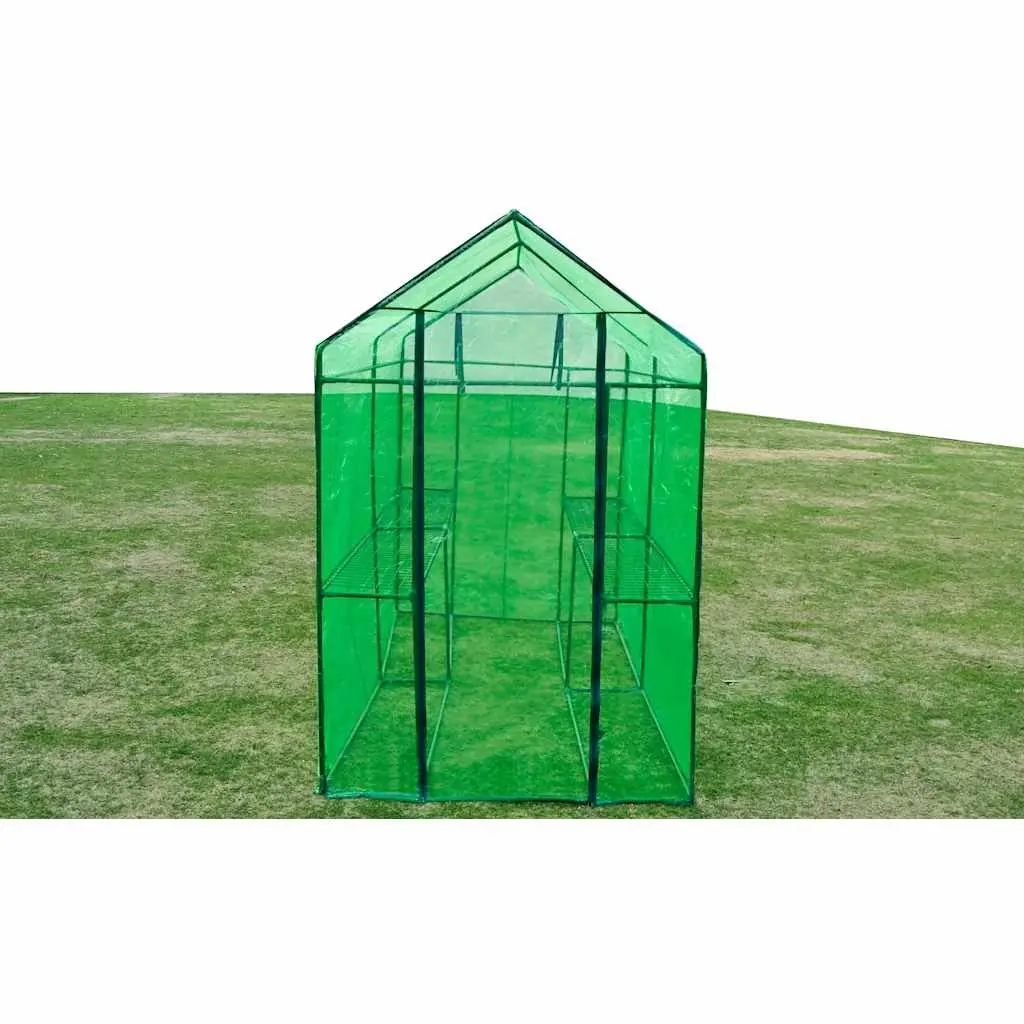 Greenhouse Steel Frame Walk-in Door Transparent Green Cover for Plants and Flowers