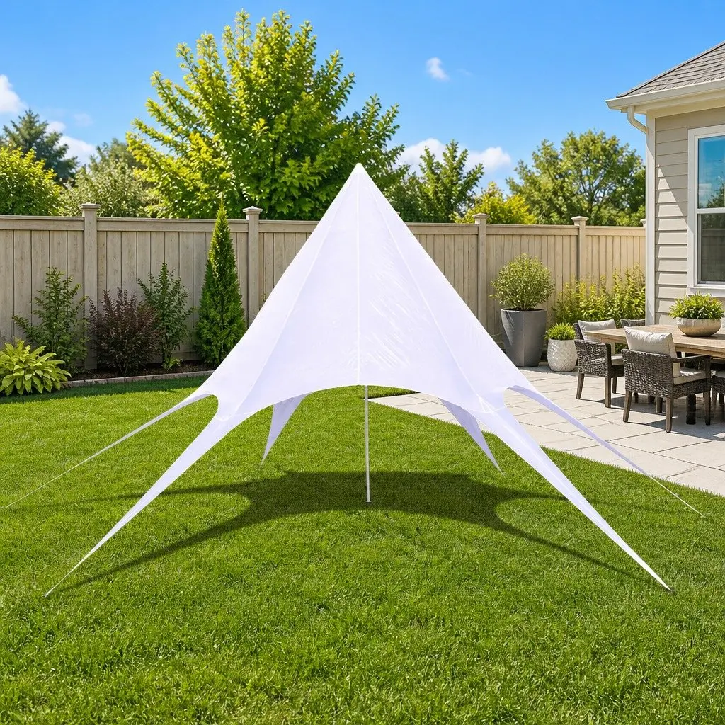Garden Gazebo Canopy Shelter 14m White Outdoor Hexagon Star