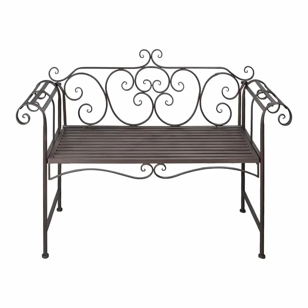 Garden Bench Outdoor Seating 132cm Metal Frame Brown