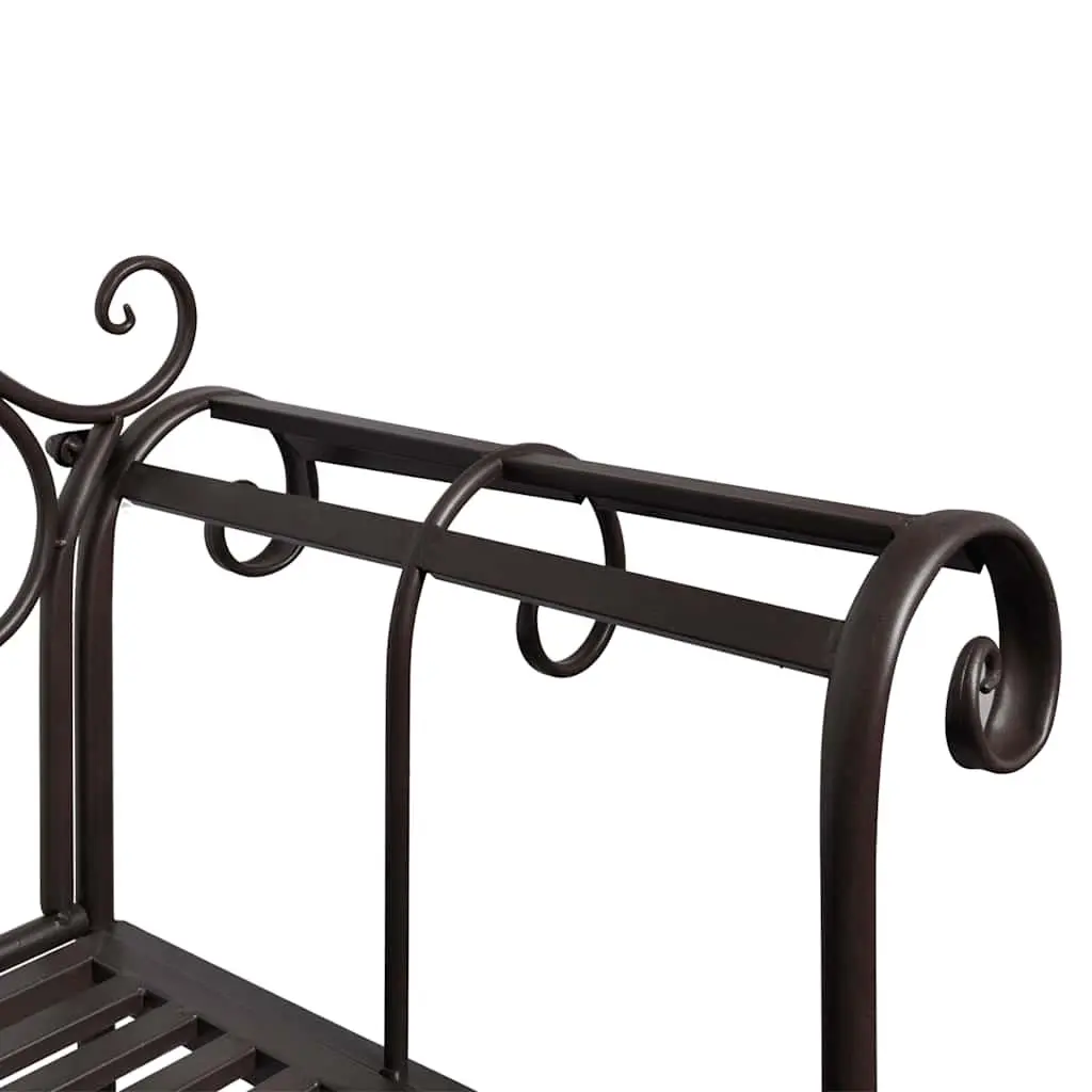 Garden Bench Outdoor Seating 132cm Metal Frame Brown