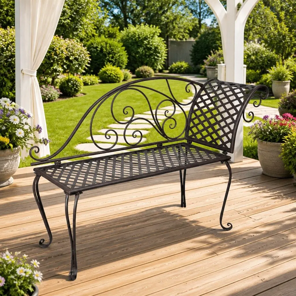 Garden Chaise Lounge Outdoor Lounger 128 cm Brown