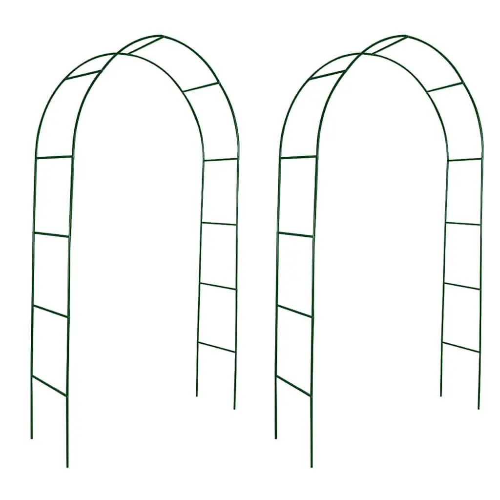 Garden Arch Climbing Plants Support Structure 2 pcs Green Iron