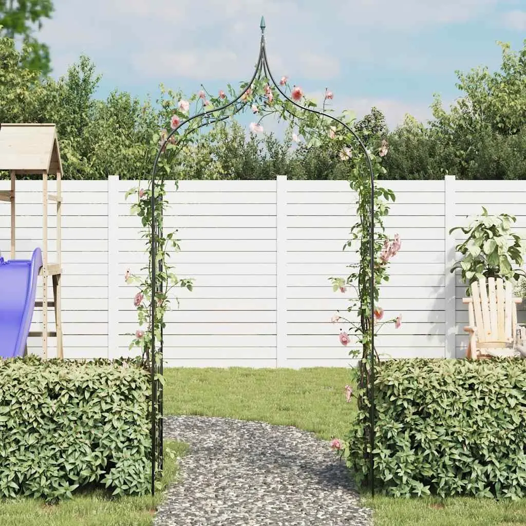 Garden Arch Climbing Plants Support 129cm Width 283cm Height Dark Green Metal