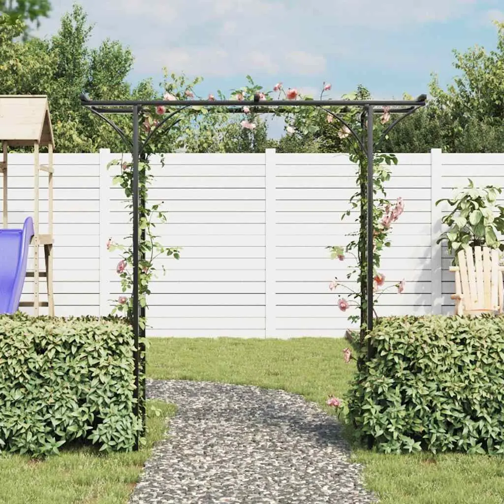 Garden Arch Climbing Plant Support Structure 200cm Wide Black