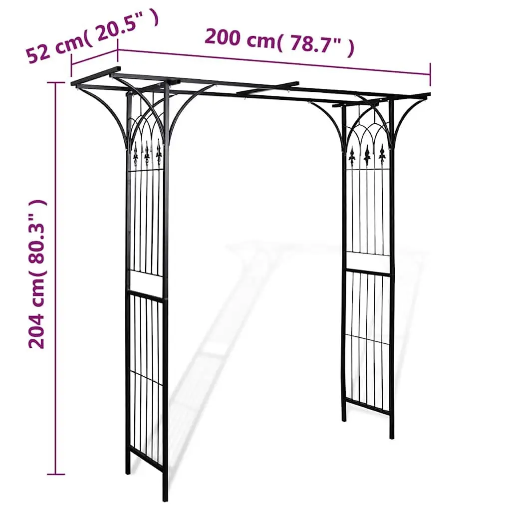Garden Arch Climbing Plant Support Structure 200cm Wide Black