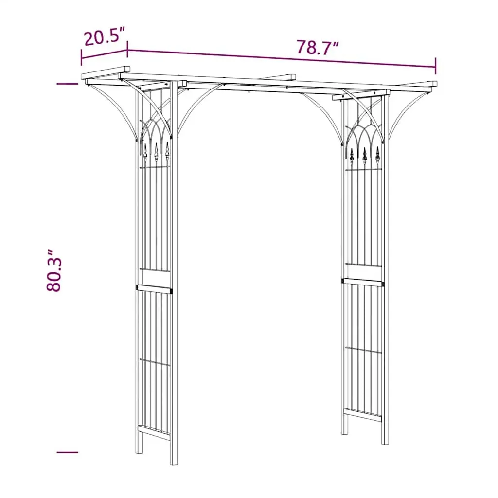 Garden Arch Climbing Plant Support Structure 200cm Wide Black