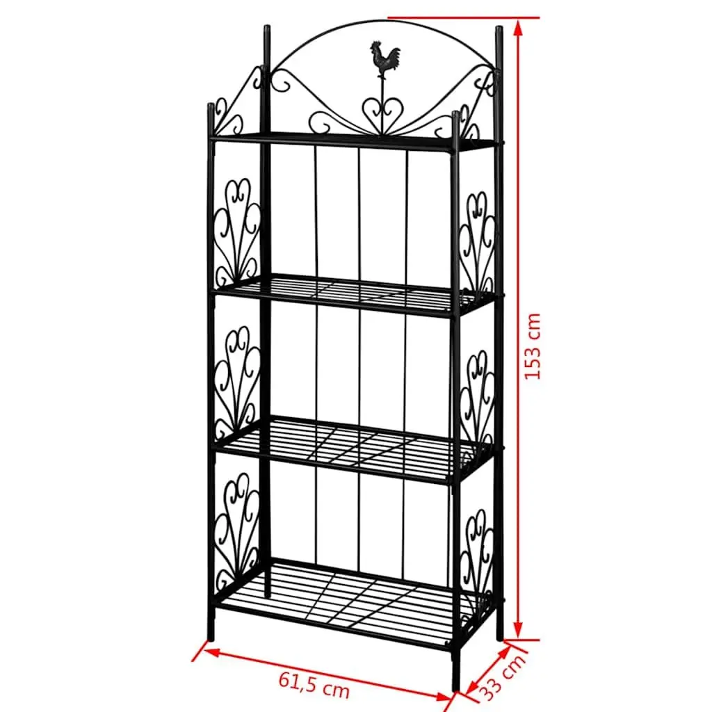 4-Tier Plant Rack Black Garden Patio Flower Display Stand Shelf 153cm