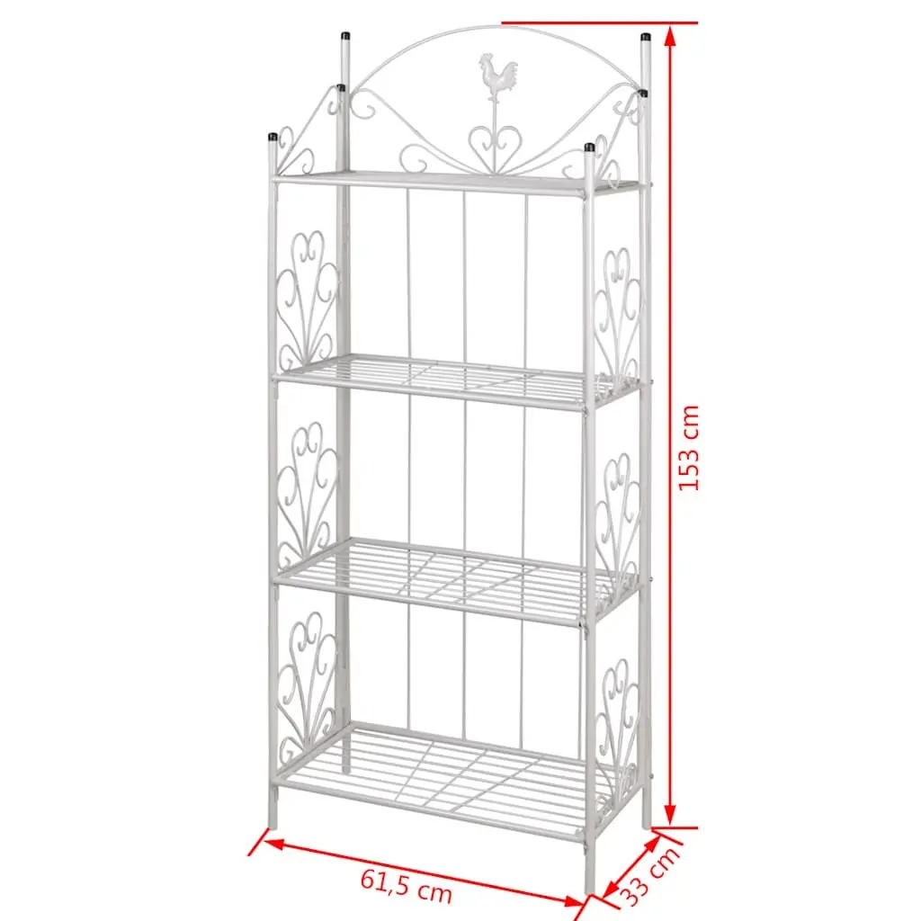 4-Tier Plant Rack Display Stand for Garden Patio White Steel