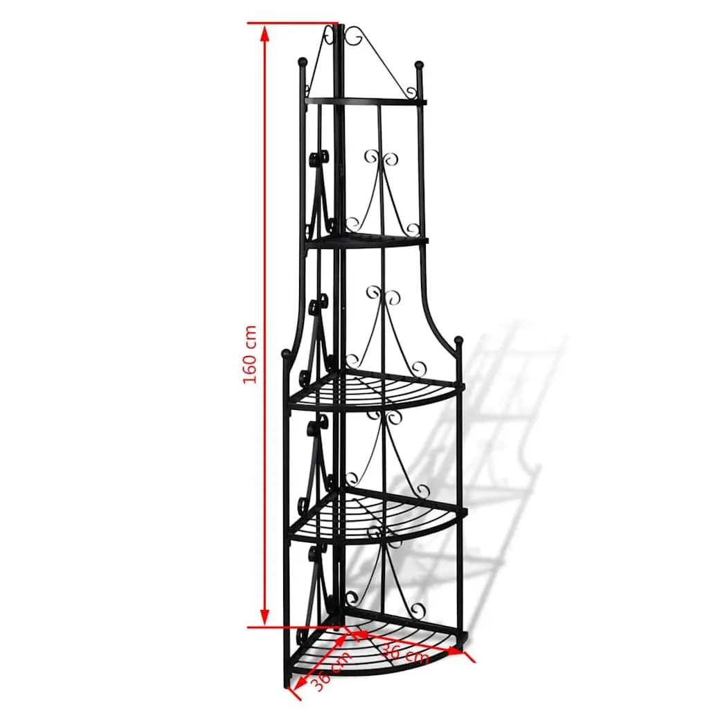 5-Tier Corner Plant Rack Black Garden Patio Stand Display Flower Shelf Unit