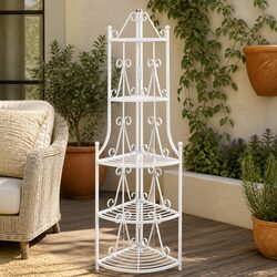 Reliable 5-Tier White Plant Rack for Any Space