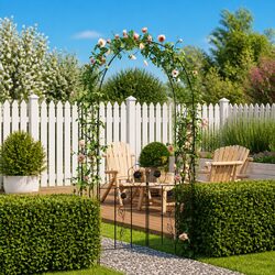 Durable Black Garden Arch with Door for Your Garden
