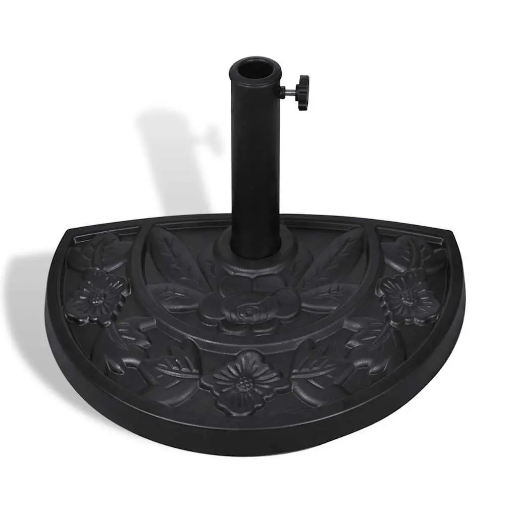 Half Round Parasol Base Outdoor Umbrella Stand Black Resin Garden Patio Holder