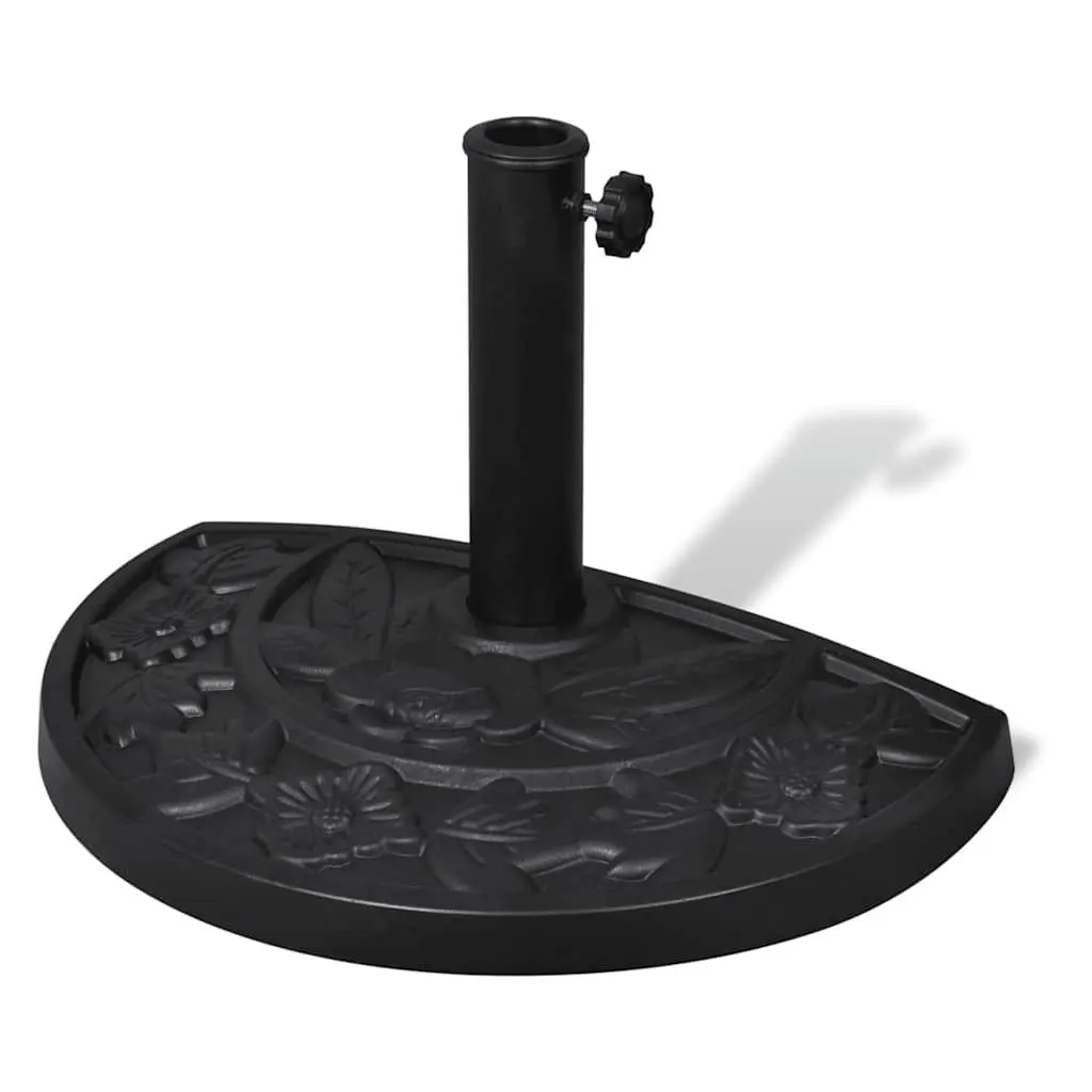 Half Round Parasol Base Outdoor Umbrella Stand Black Resin Garden Patio Holder