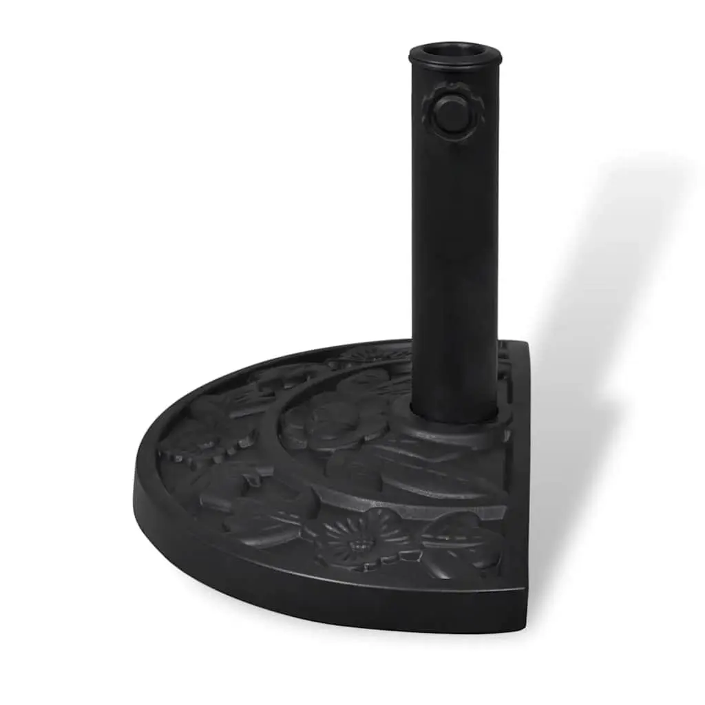 Half Round Parasol Base Outdoor Umbrella Stand Black Resin Garden Patio Holder