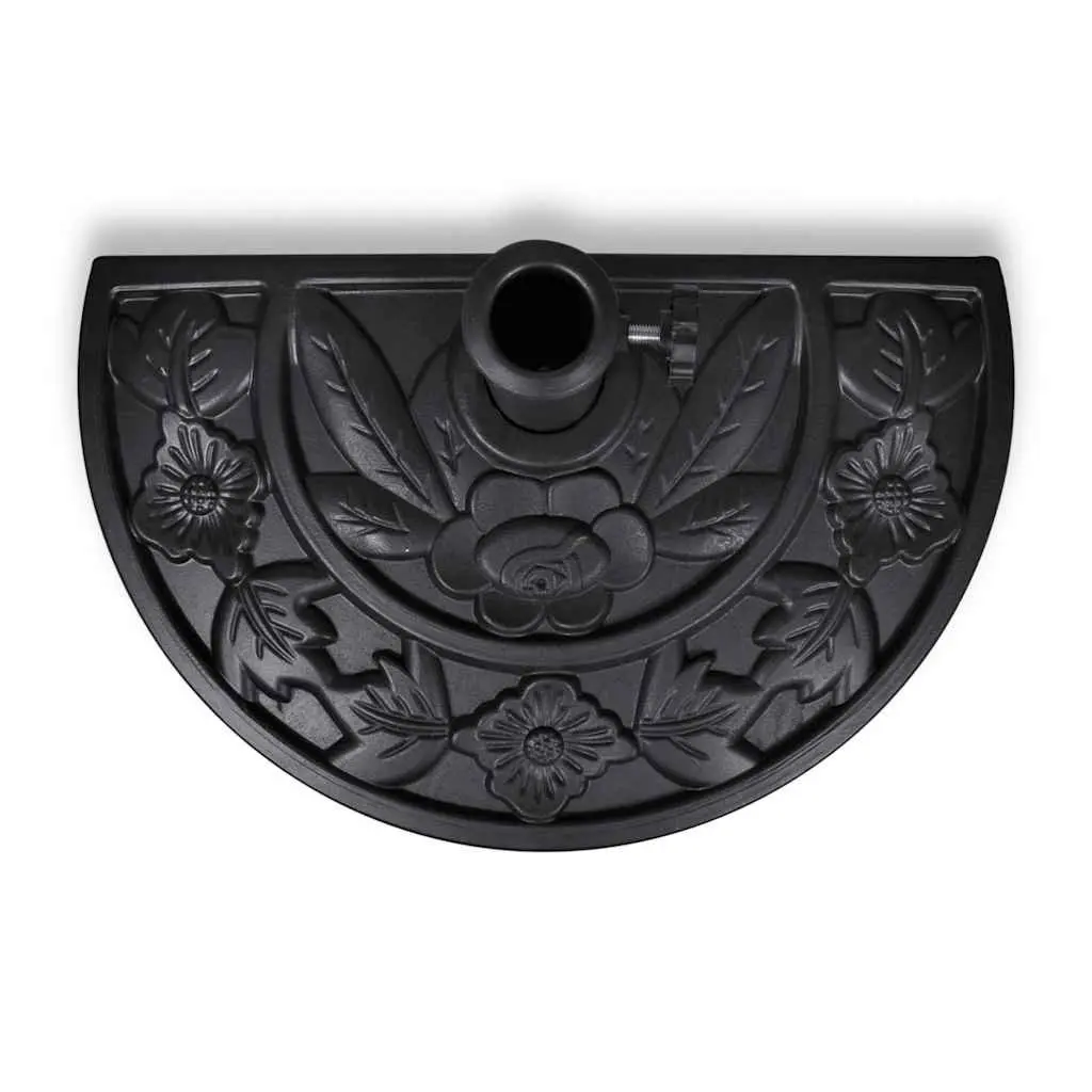 Half Round Parasol Base Outdoor Umbrella Stand Black Resin Garden Patio Holder