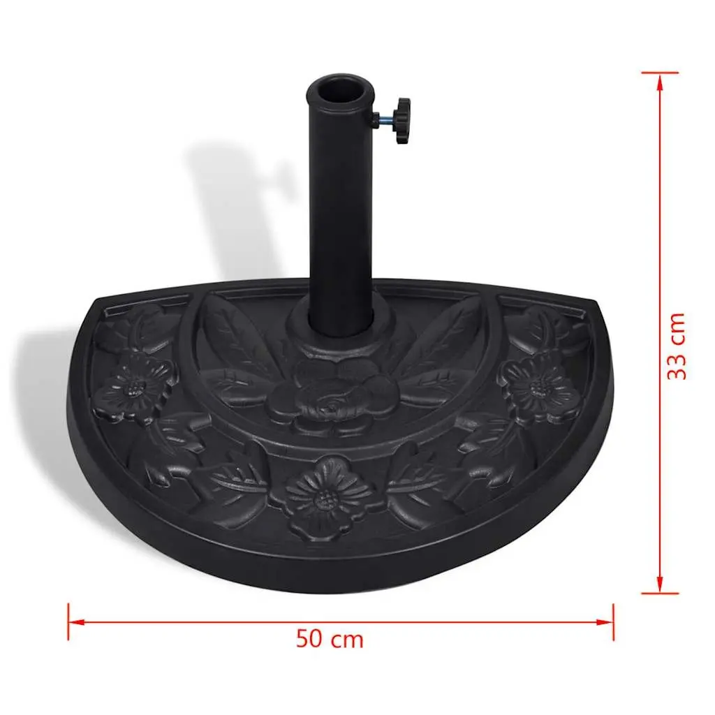 Half Round Parasol Base Outdoor Umbrella Stand Black Resin Garden Patio Holder