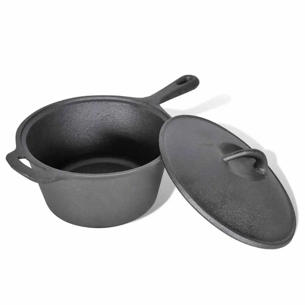 Dutch Oven Set 9 Piece Outdoor Cooking Black Cookware Grill Pan Picnic BBQ Camping Tools
