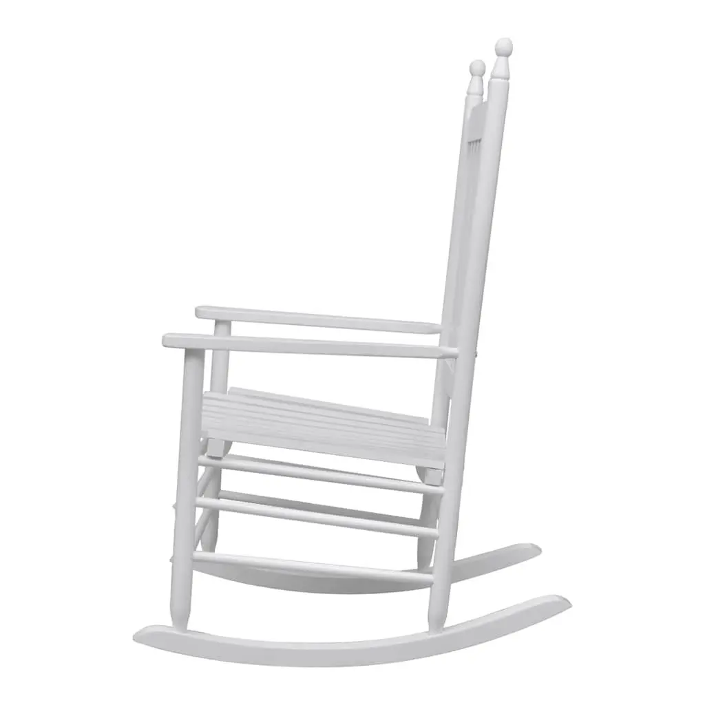 Rocking Chair Curved Seat Wooden Armchair Indoor Outdoor Garden Patio White